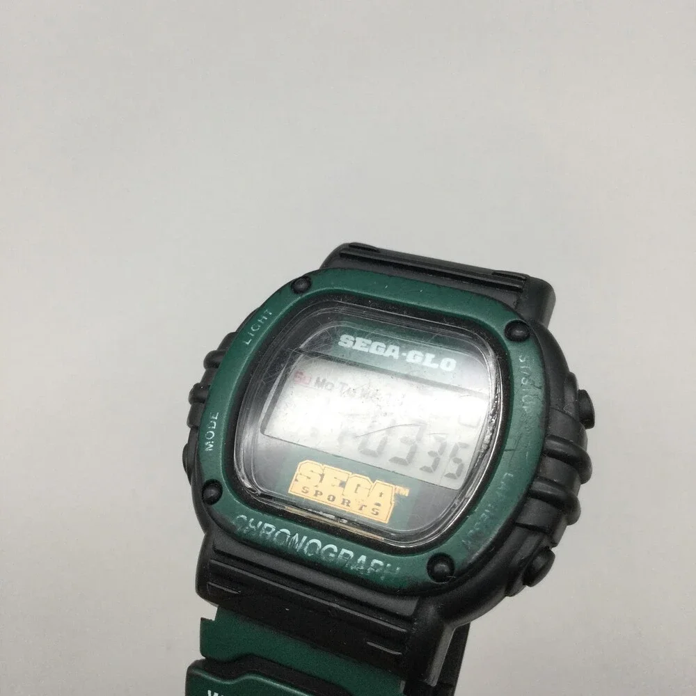 Vintage SEGA-GLO Sega Sports Mens Watch 43mm Digital Chronograph New Battery